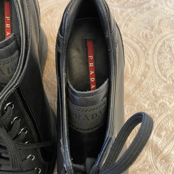 Prada Milano Wedge lace up Sneakers, Black - Picture 4 of 12